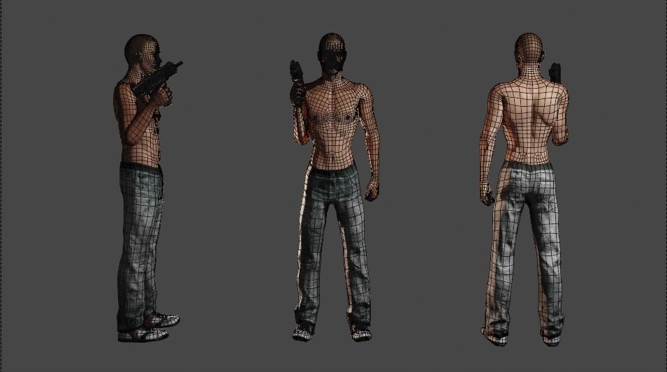 Gangster man holding gun 3D model_2