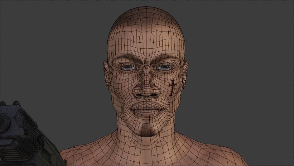 Gangster man holding gun 3D model_5