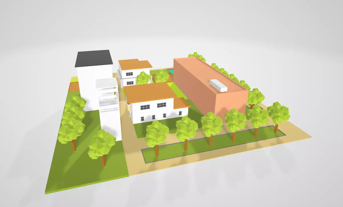 Andscaping around public building Free 3D model