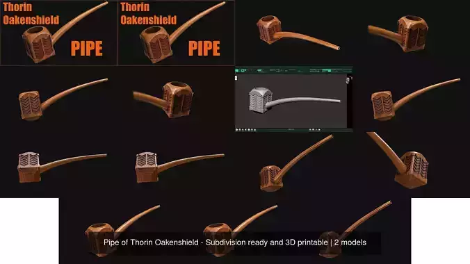 Pipe of Thorin Oakenshield - Subdivision ready and 3D printable