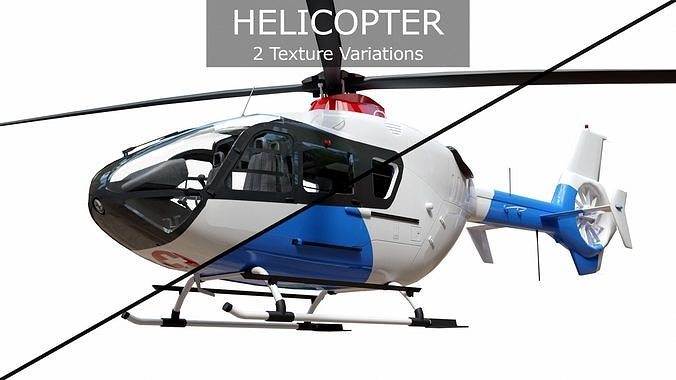 Helicopter Rigged Low-poly 3D model