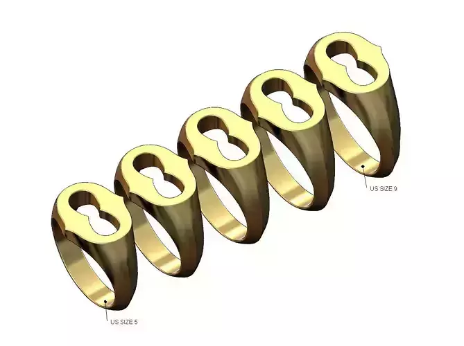 Curved oblang link signet ring US sizes 5to9