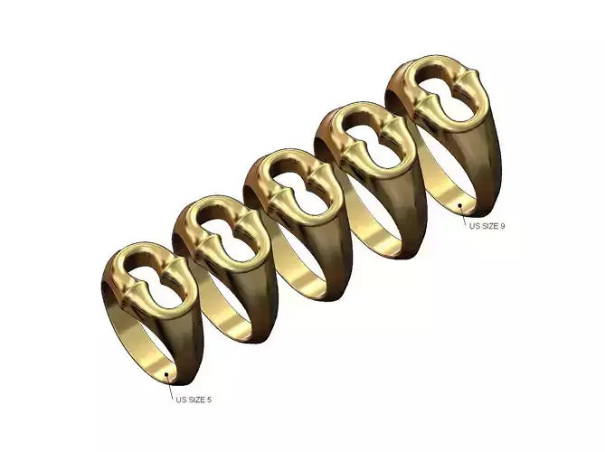 Oblang curved chain link signet US sizes 5to9