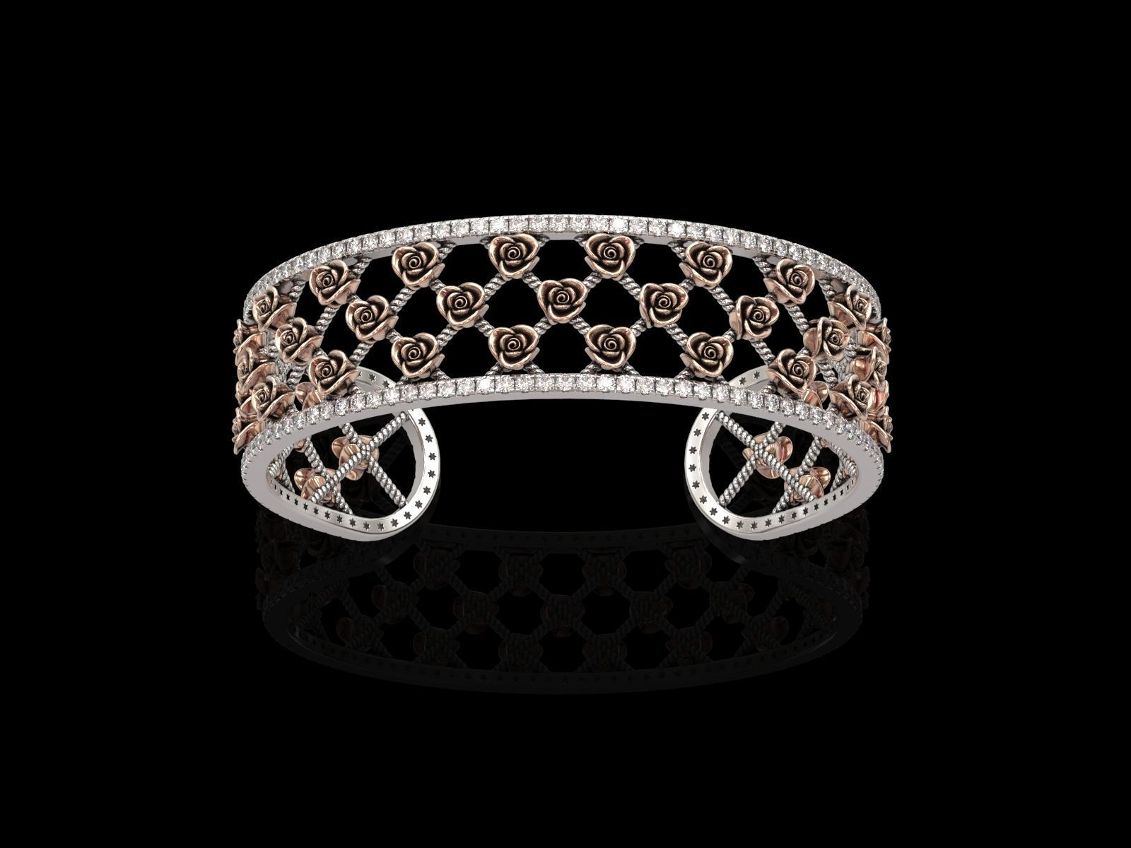 Rose Cuff Bracelet 3 3D print model_3