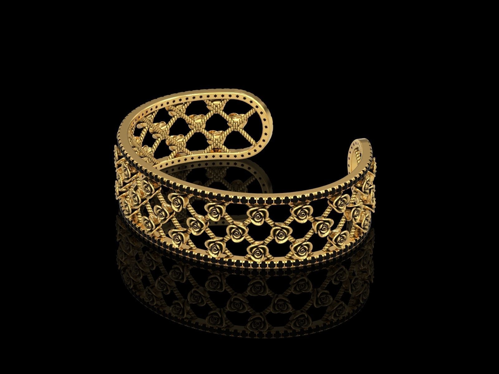 Rose Cuff Bracelet 3 3D print model_11