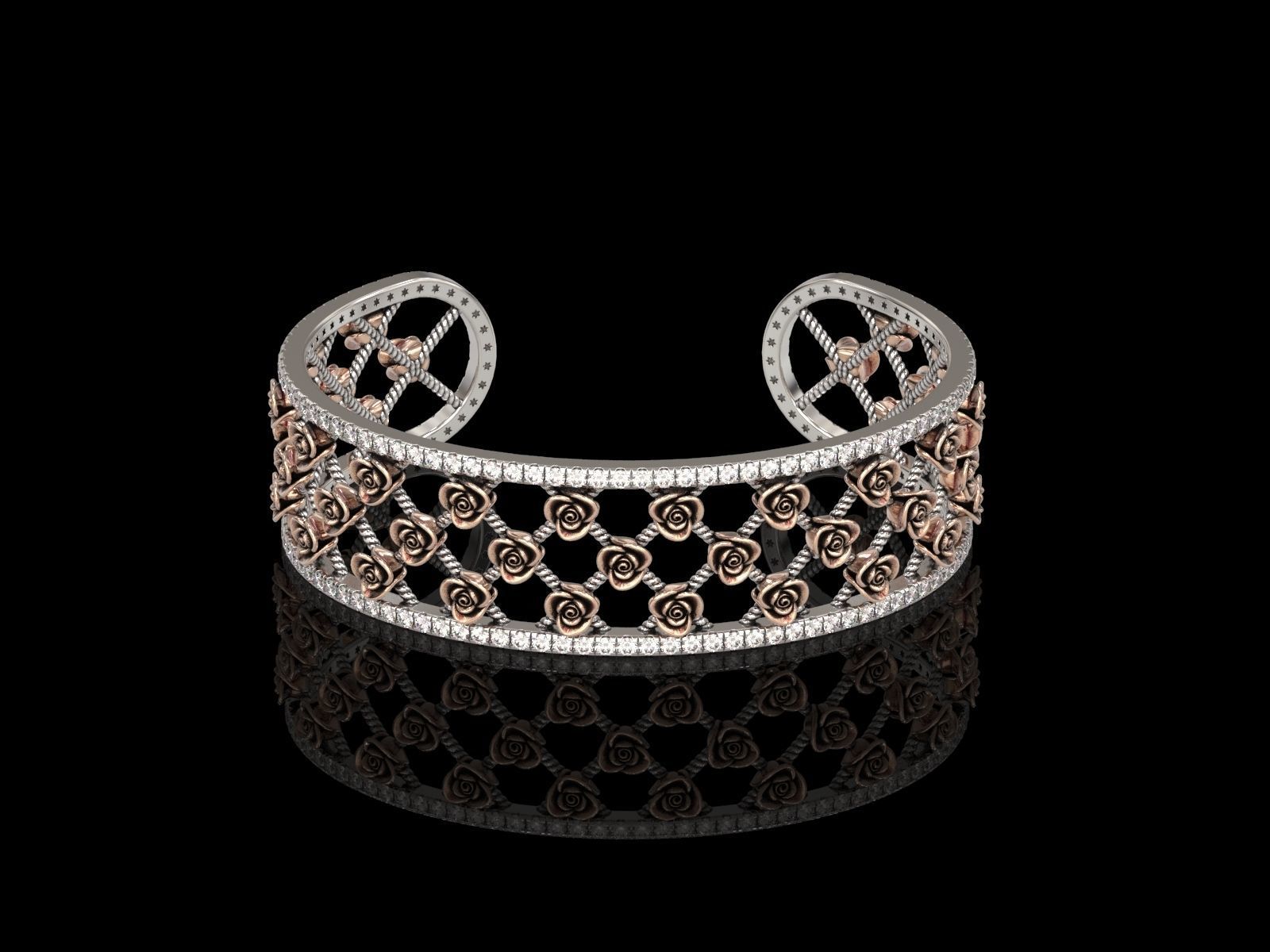 Rose Cuff Bracelet 3 3D print model_12
