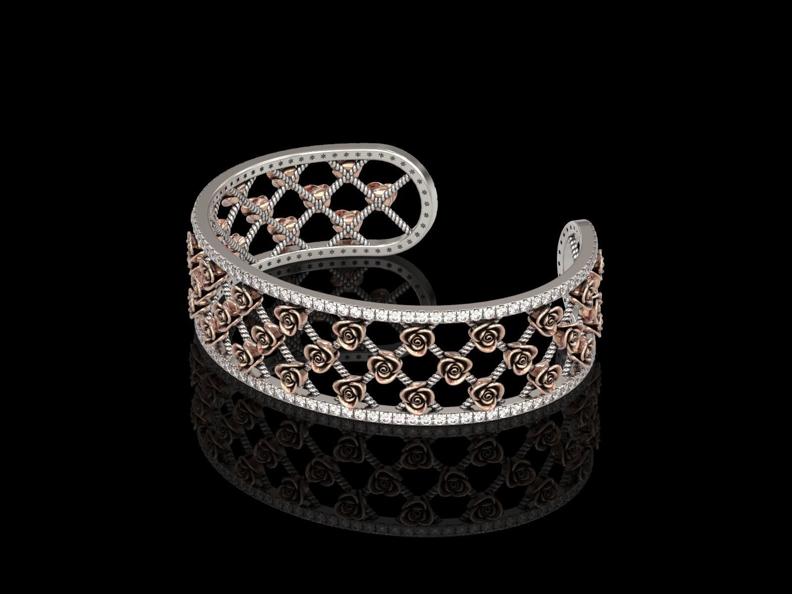Rose Cuff Bracelet 3 3D print model_6