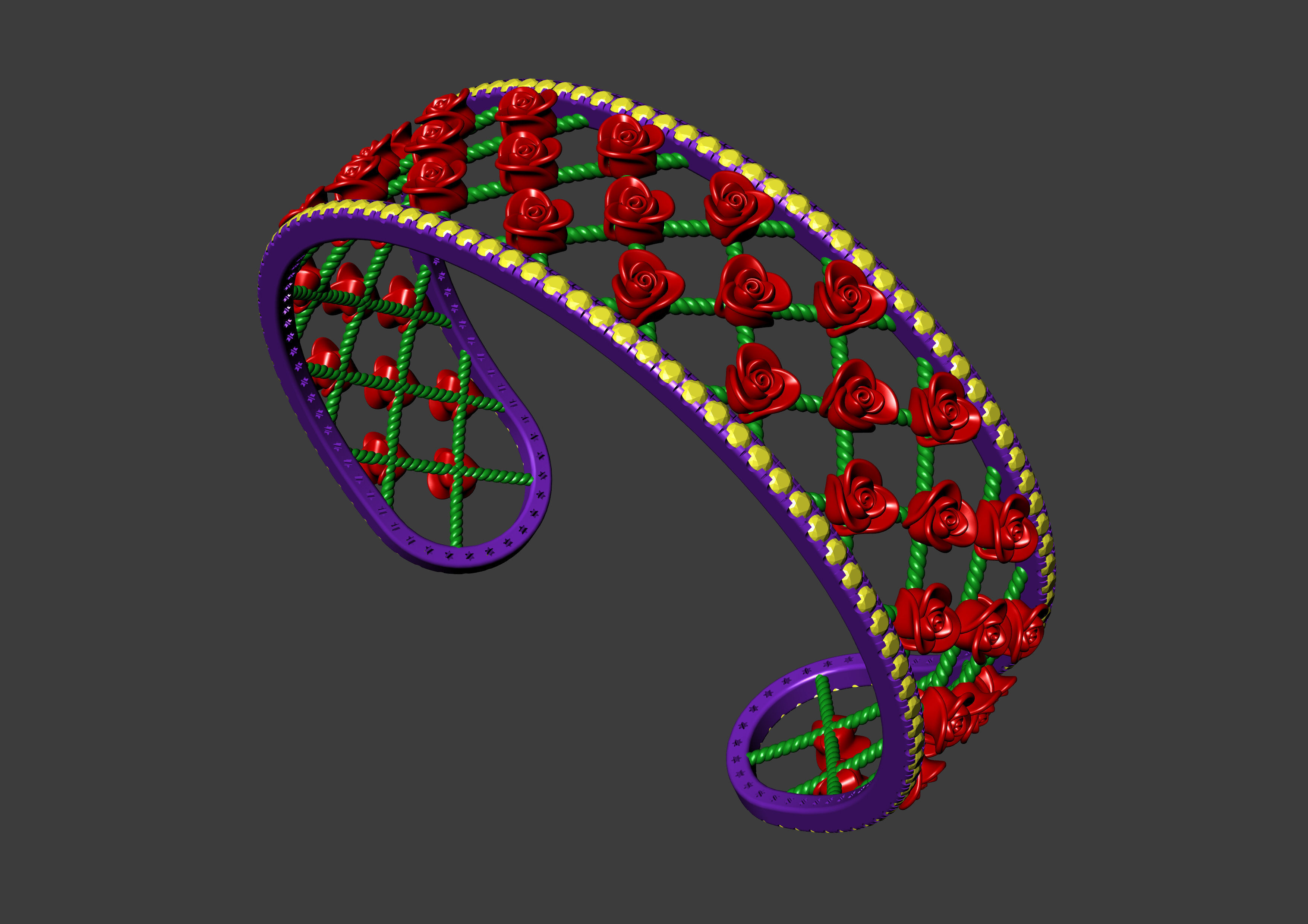 Rose Cuff Bracelet 3 3D print model_20