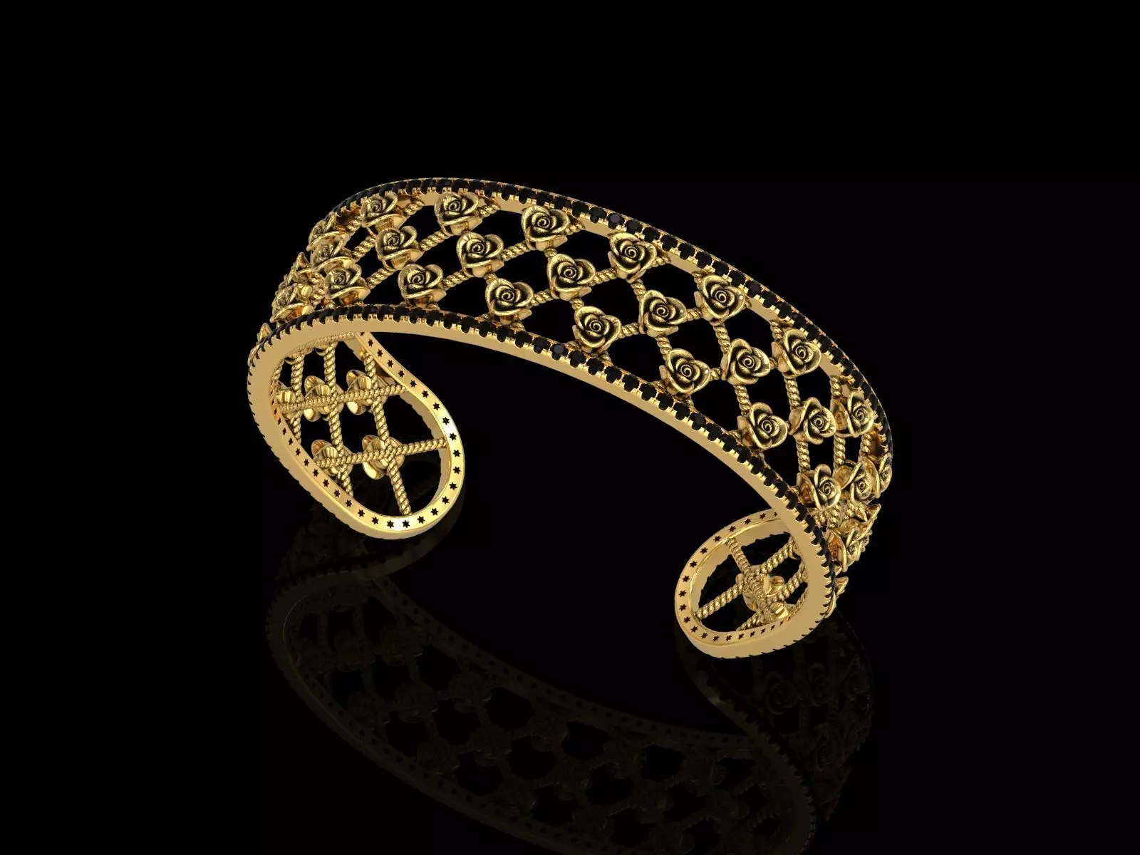 Rose Cuff Bracelet 3 3D print model_0