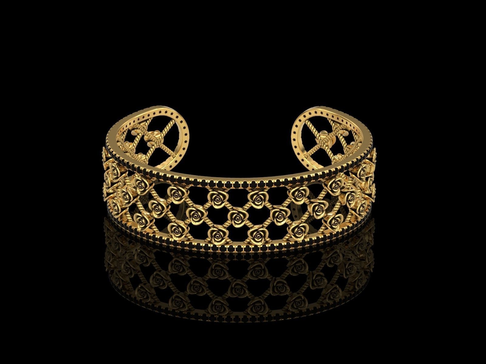 Rose Cuff Bracelet 3 3D print model_13