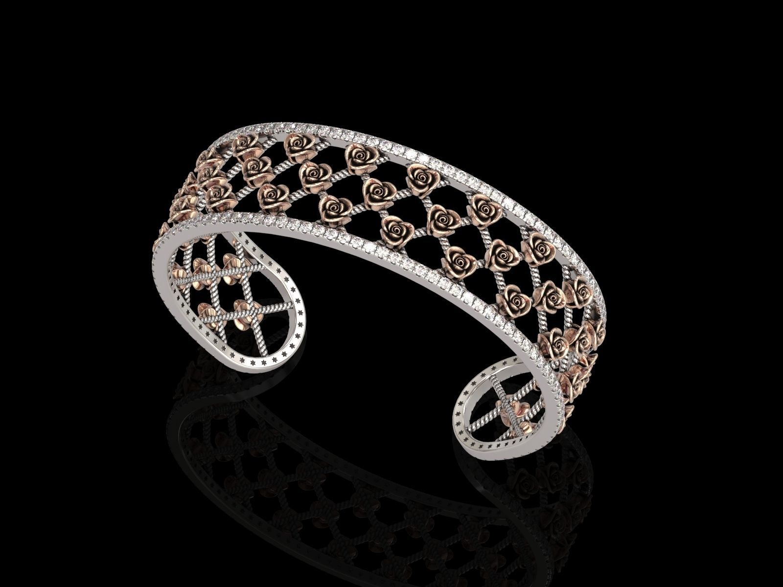 Rose Cuff Bracelet 3 3D print model_1