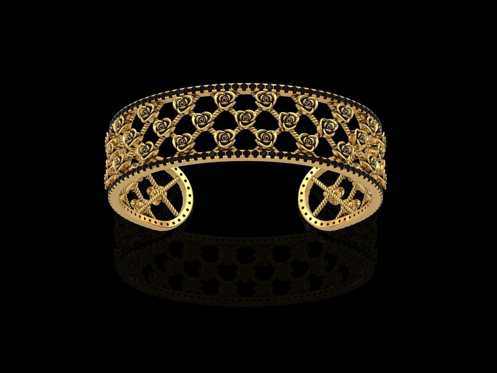 Rose Cuff Bracelet 3 3D print model_2