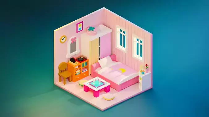 Pink interior bedroom