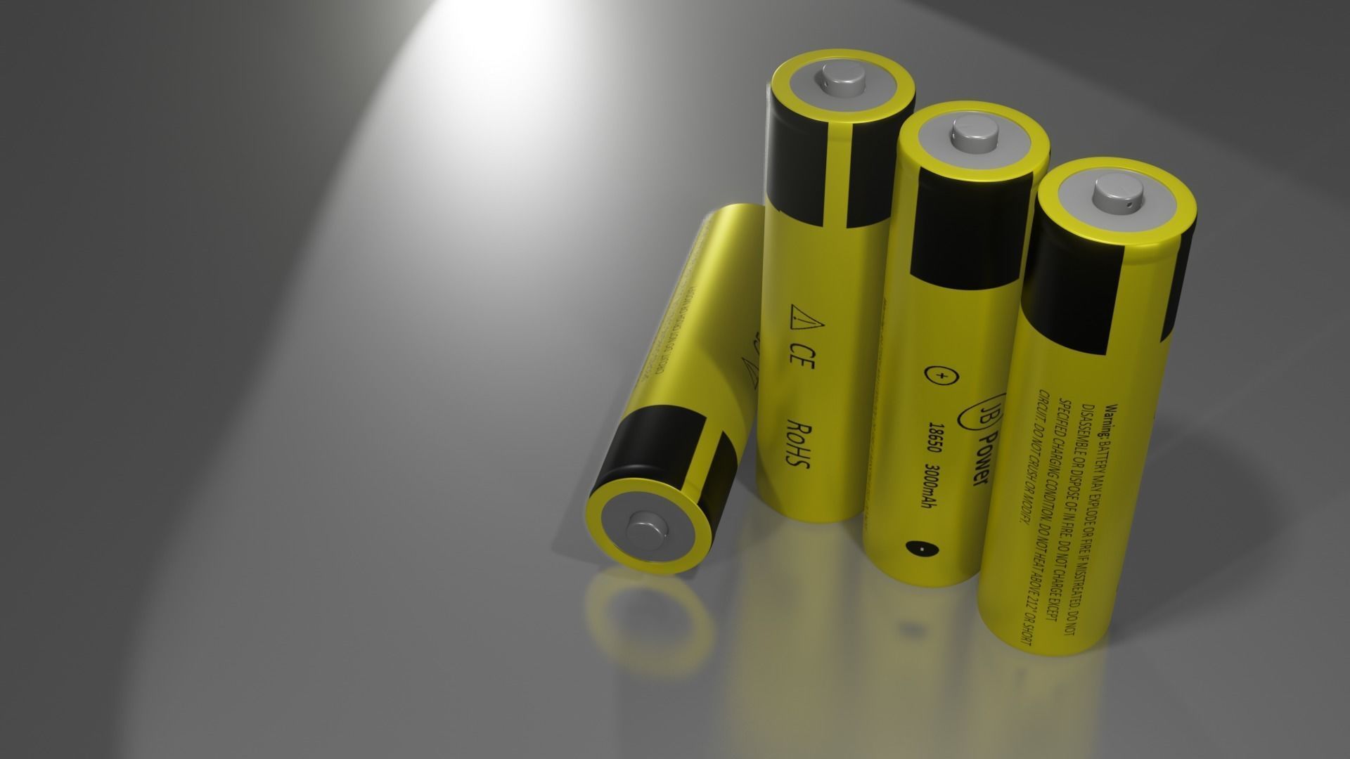 Li Ion Battery 18650 yellow 3D model_1