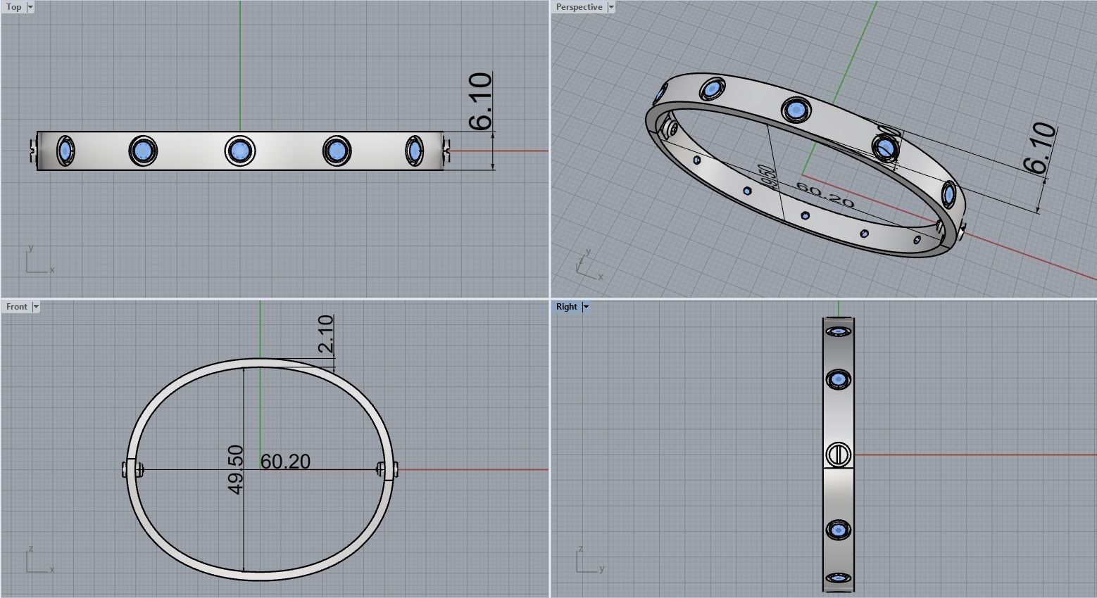 Love bracelet 175 mm size 3D print model_4