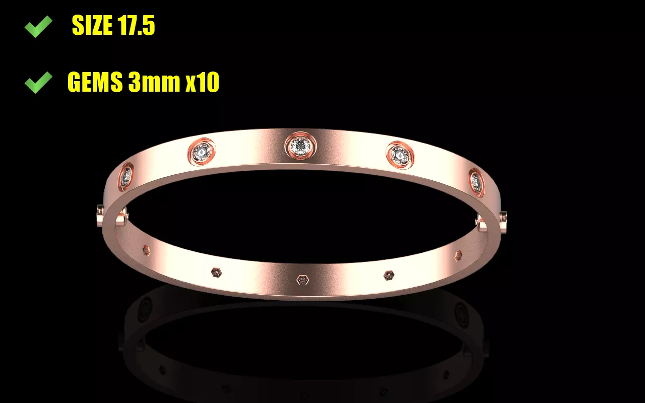 Love bracelet 175 mm size 3D print model_0