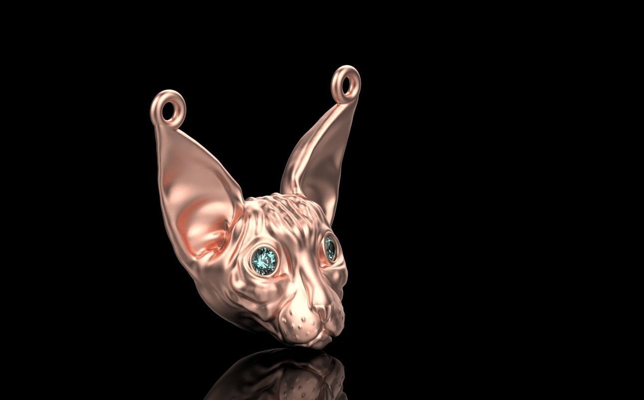 Sphynx Cat pendant 3D print model_18