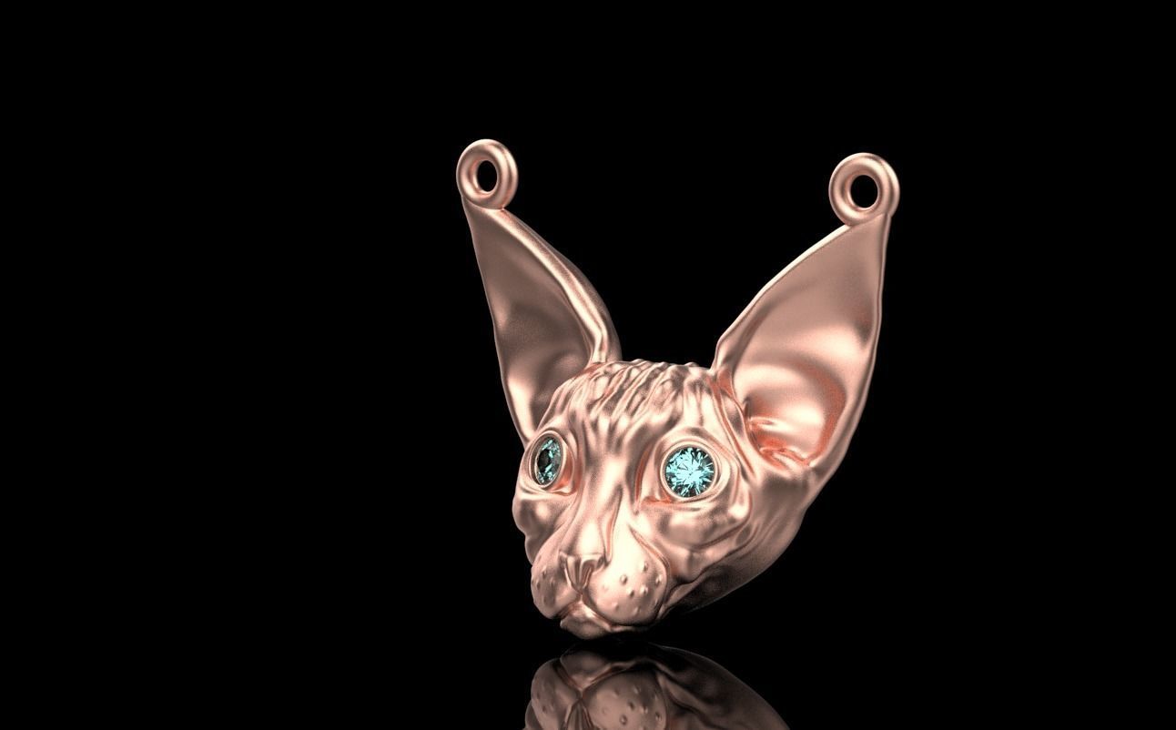 Sphynx Cat pendant 3D print model_17