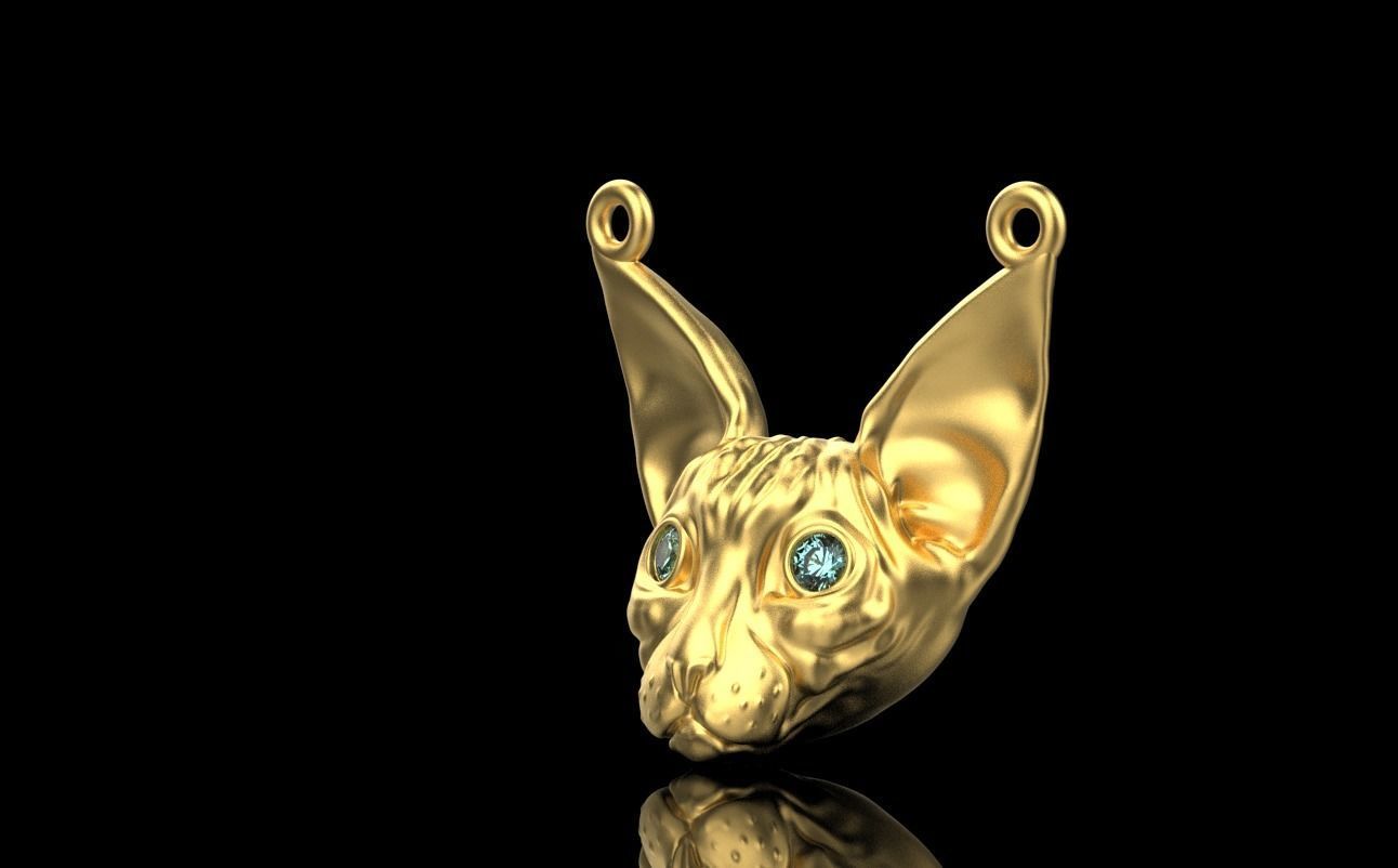 Sphynx Cat pendant 3D print model_3