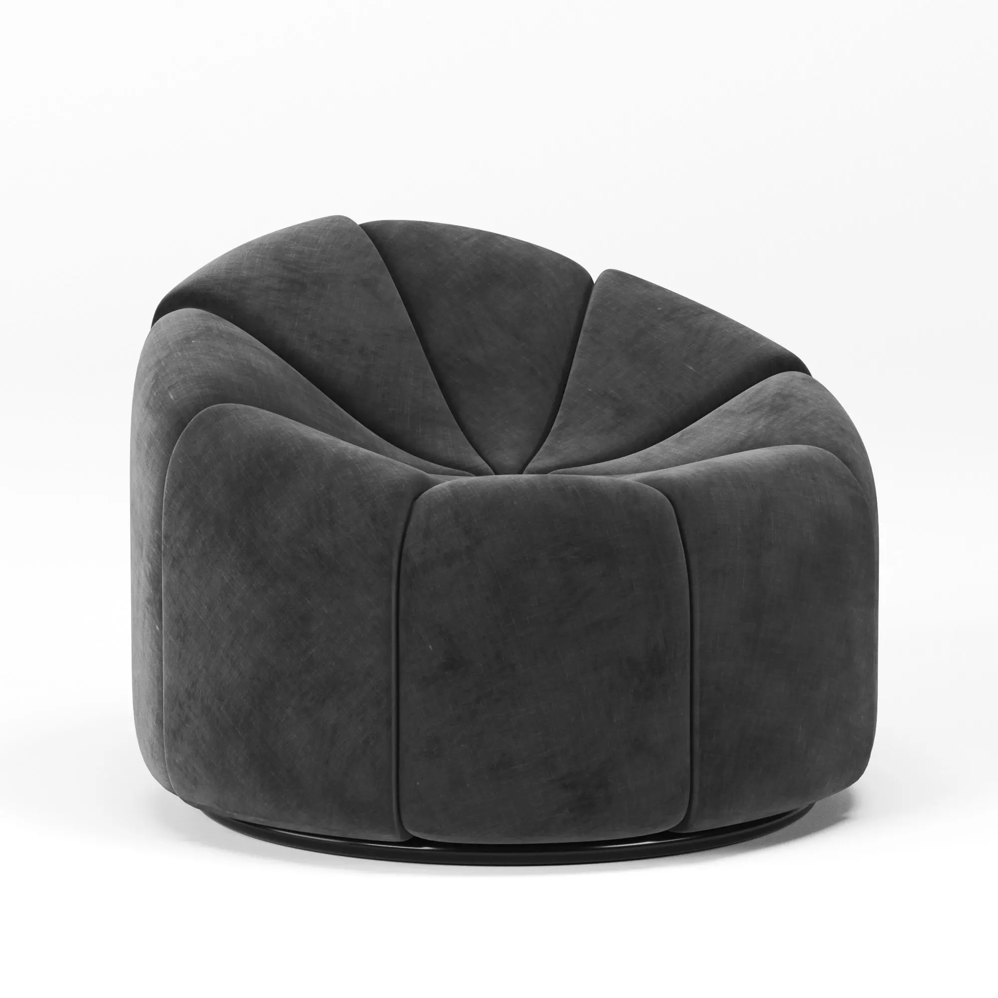Alpha swivel chair velvet Low-poly 3D model_0