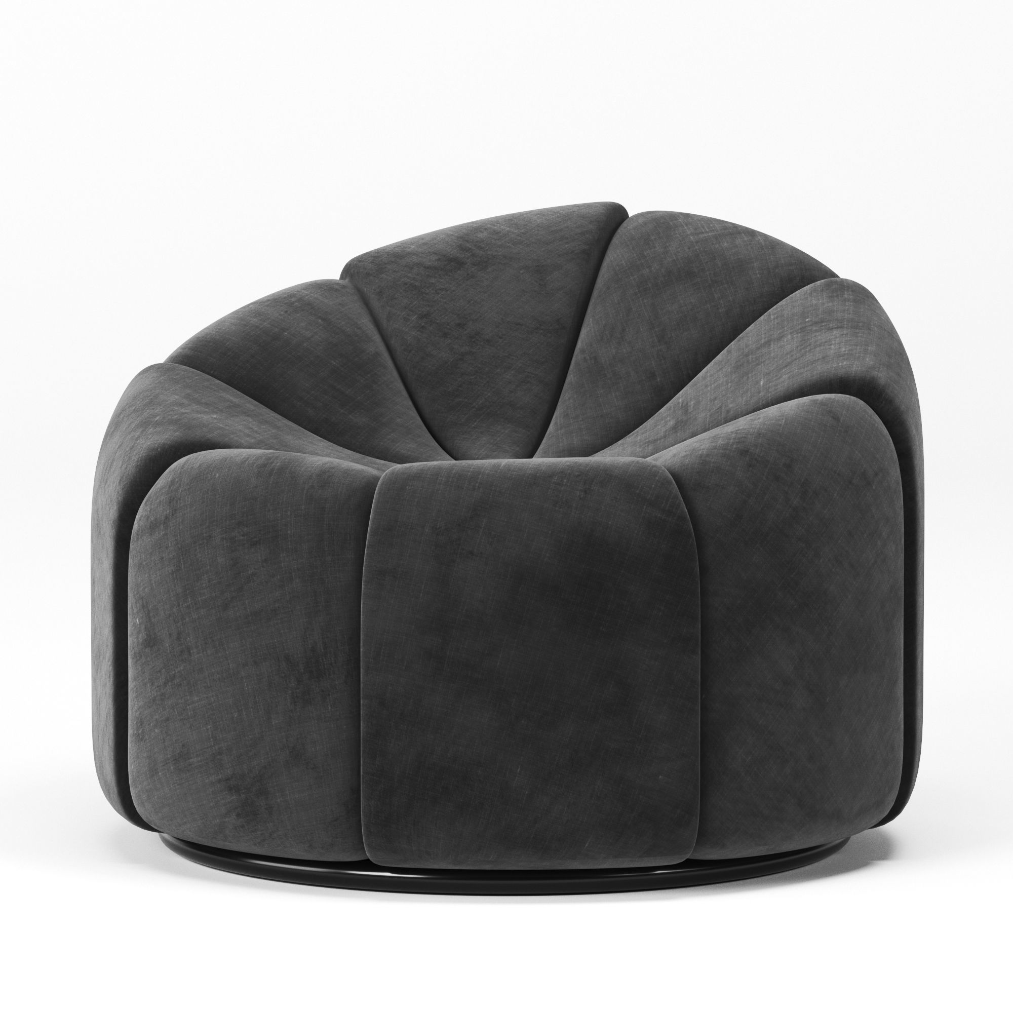 Alpha swivel chair velvet Low-poly 3D model_1
