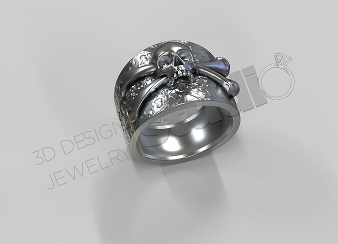 Highly detailed ring with skull on 3d printable model 3D print model