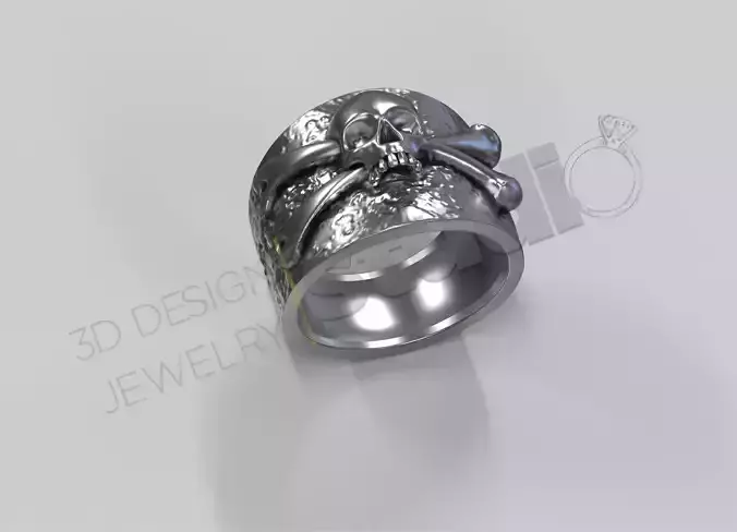 Highly detailed ring with skull on 3d printable model
