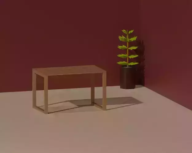Wooden Table with Plant