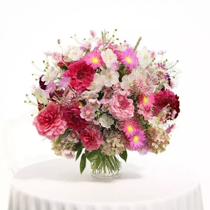 Pink Flower Arrangement 3D model_0