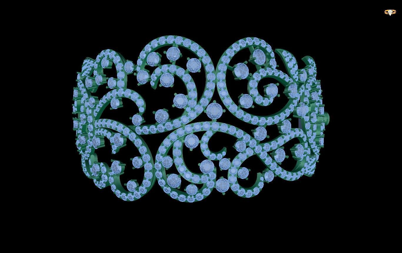 bracelet ring with diamonds 3D print model_1