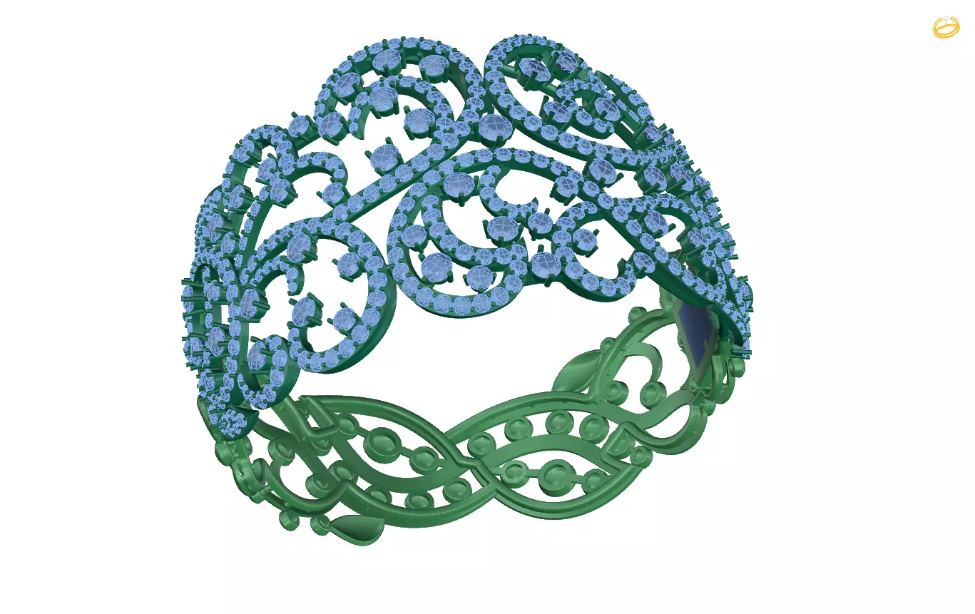 bracelet ring with diamonds 3D print model_0