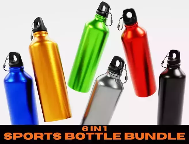 Sports Bottle Bundle - Metallic Low Poly PBR 4K