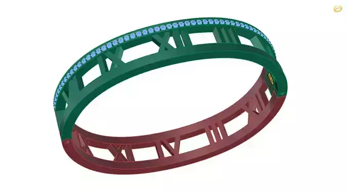bracelet roman numerals bangle 3D print model