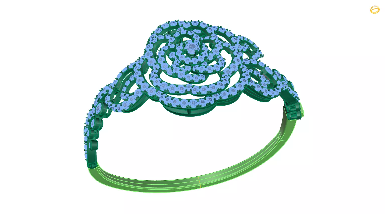 bracelet rose ring with diamonds 3D print model_0