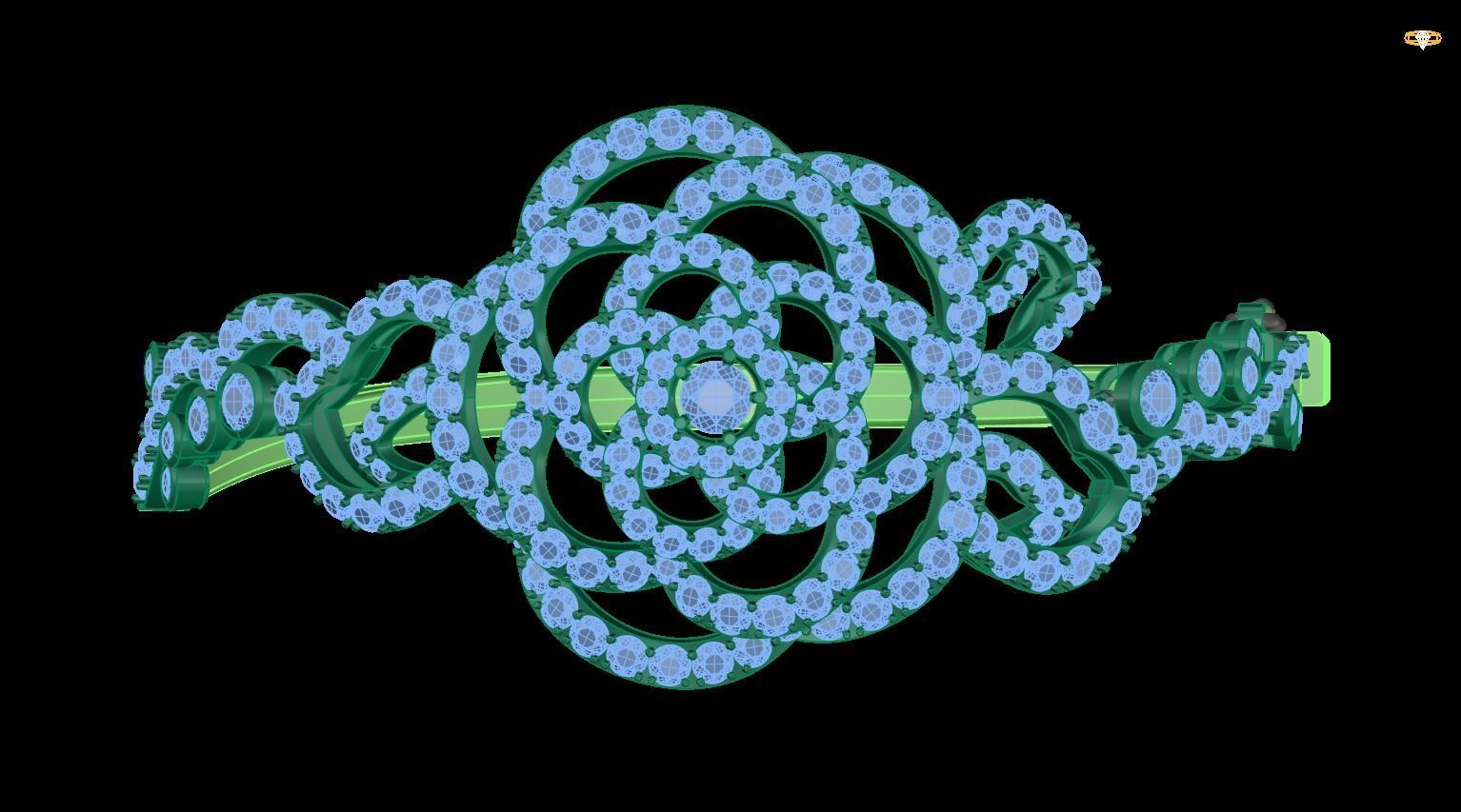 bracelet rose ring with diamonds 3D print model_1