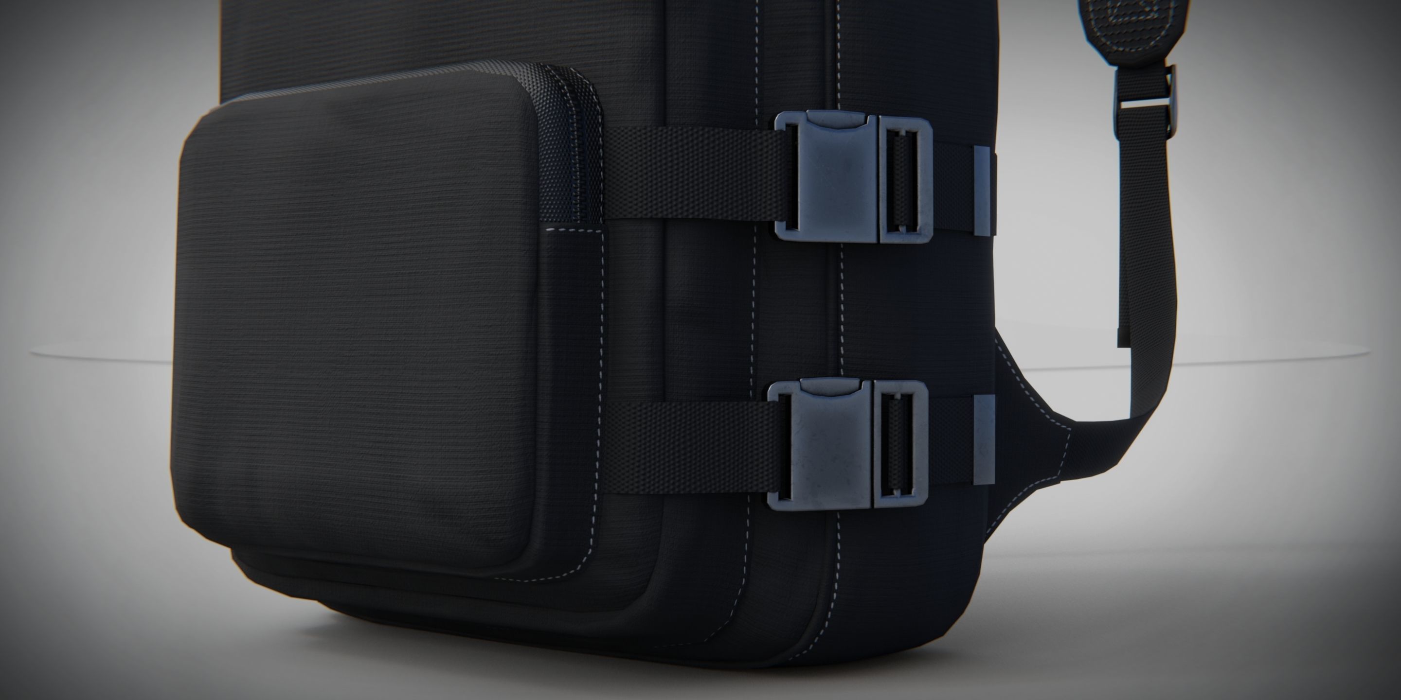Urban PBR Backpack set Low and Mid poly Low-poly 3D model_6