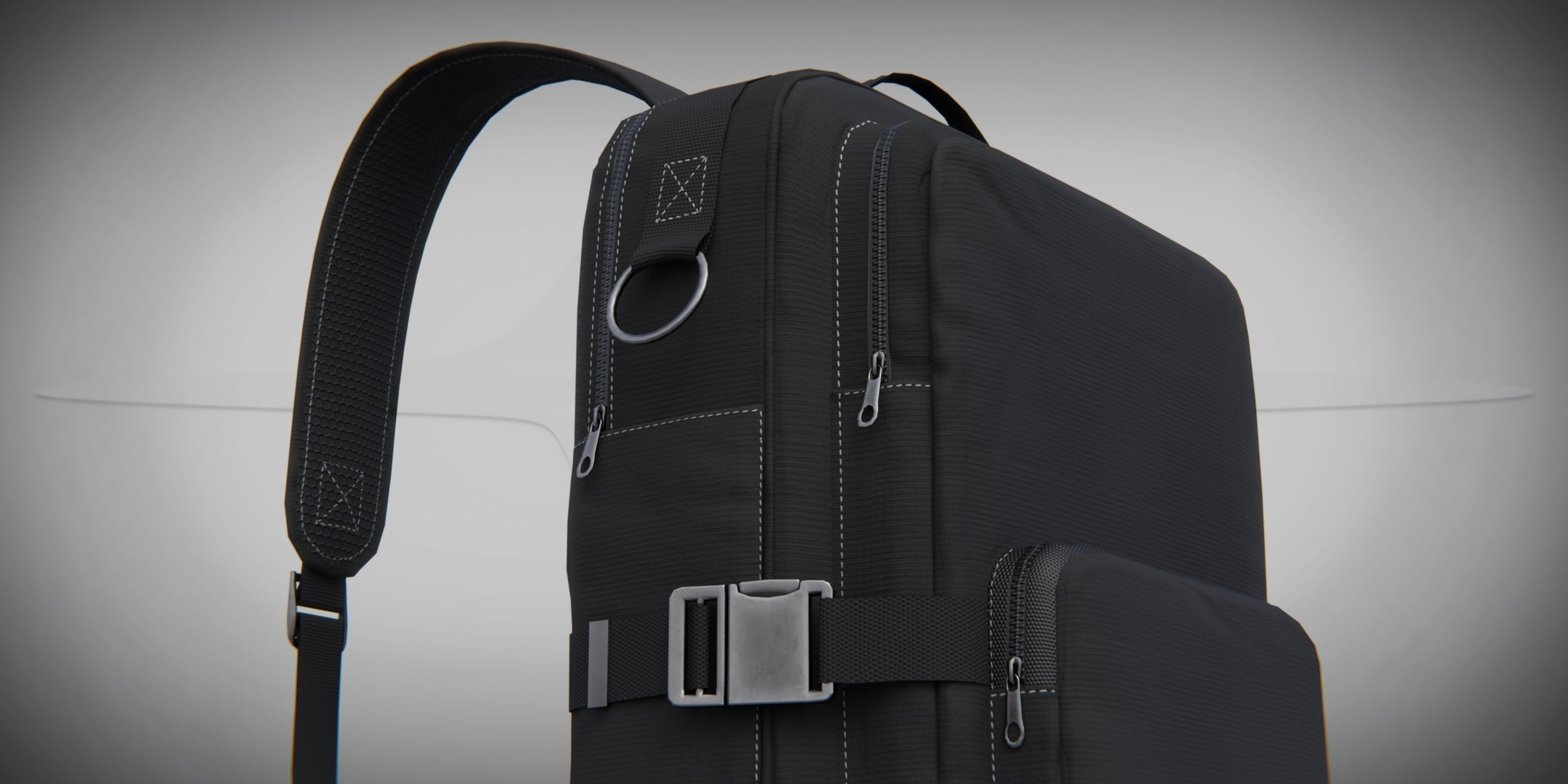 Urban PBR Backpack set Low and Mid poly Low-poly 3D model_7