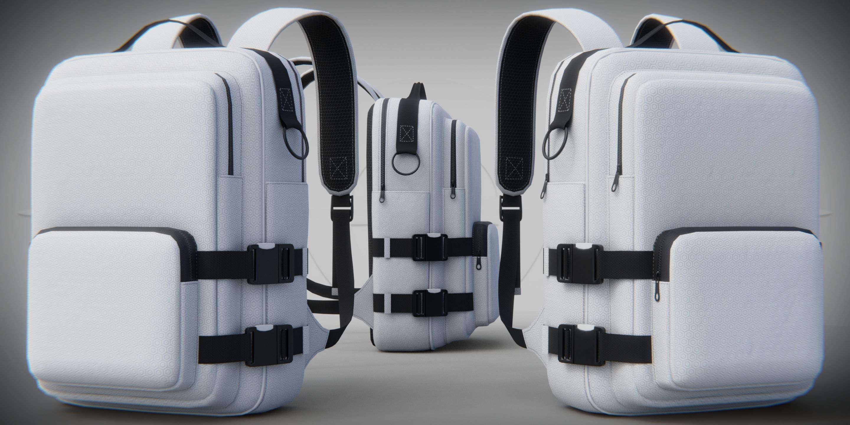 Urban PBR Backpack set Low and Mid poly Low-poly 3D model_2