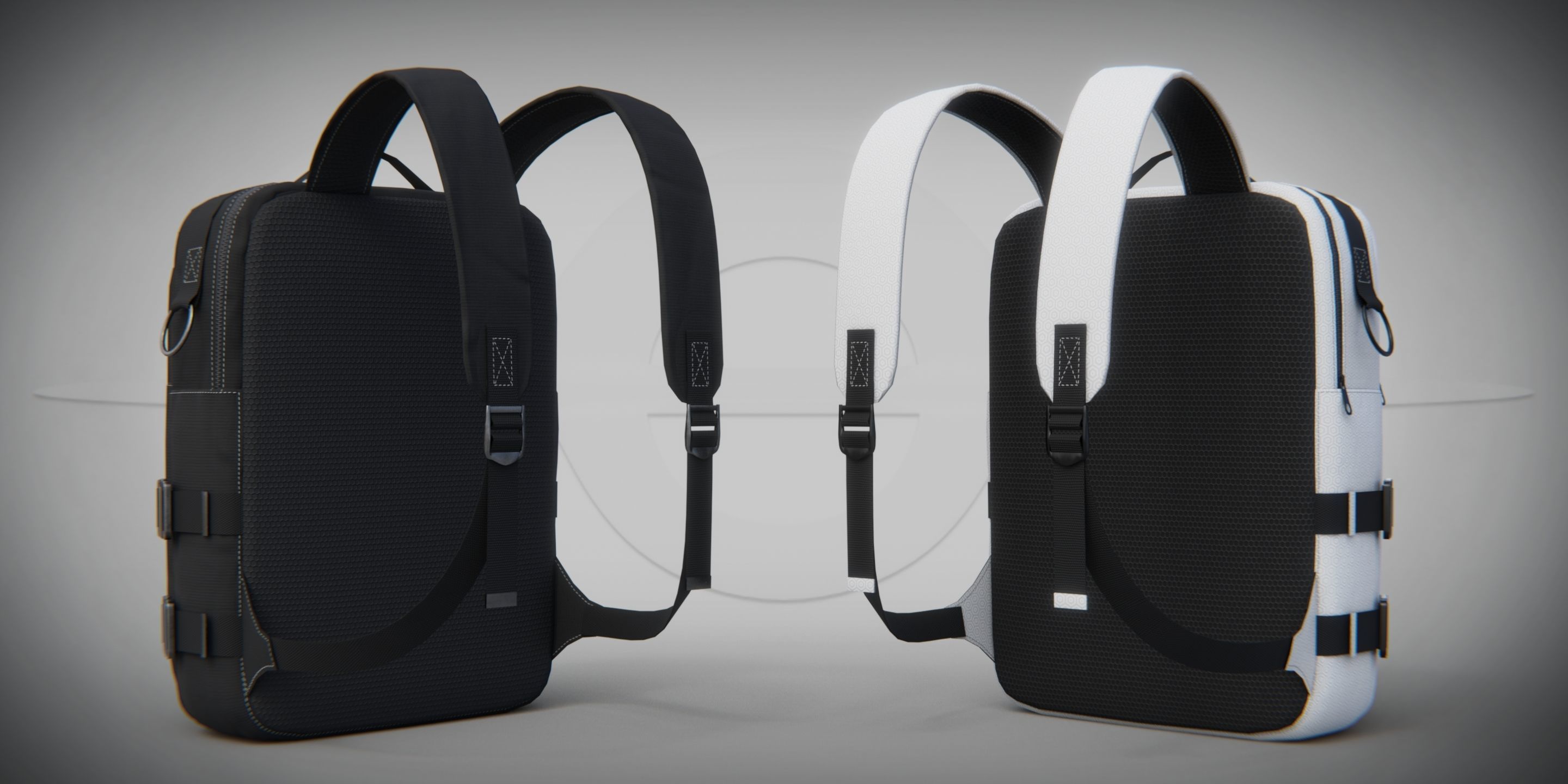 Urban PBR Backpack set Low and Mid poly Low-poly 3D model_8