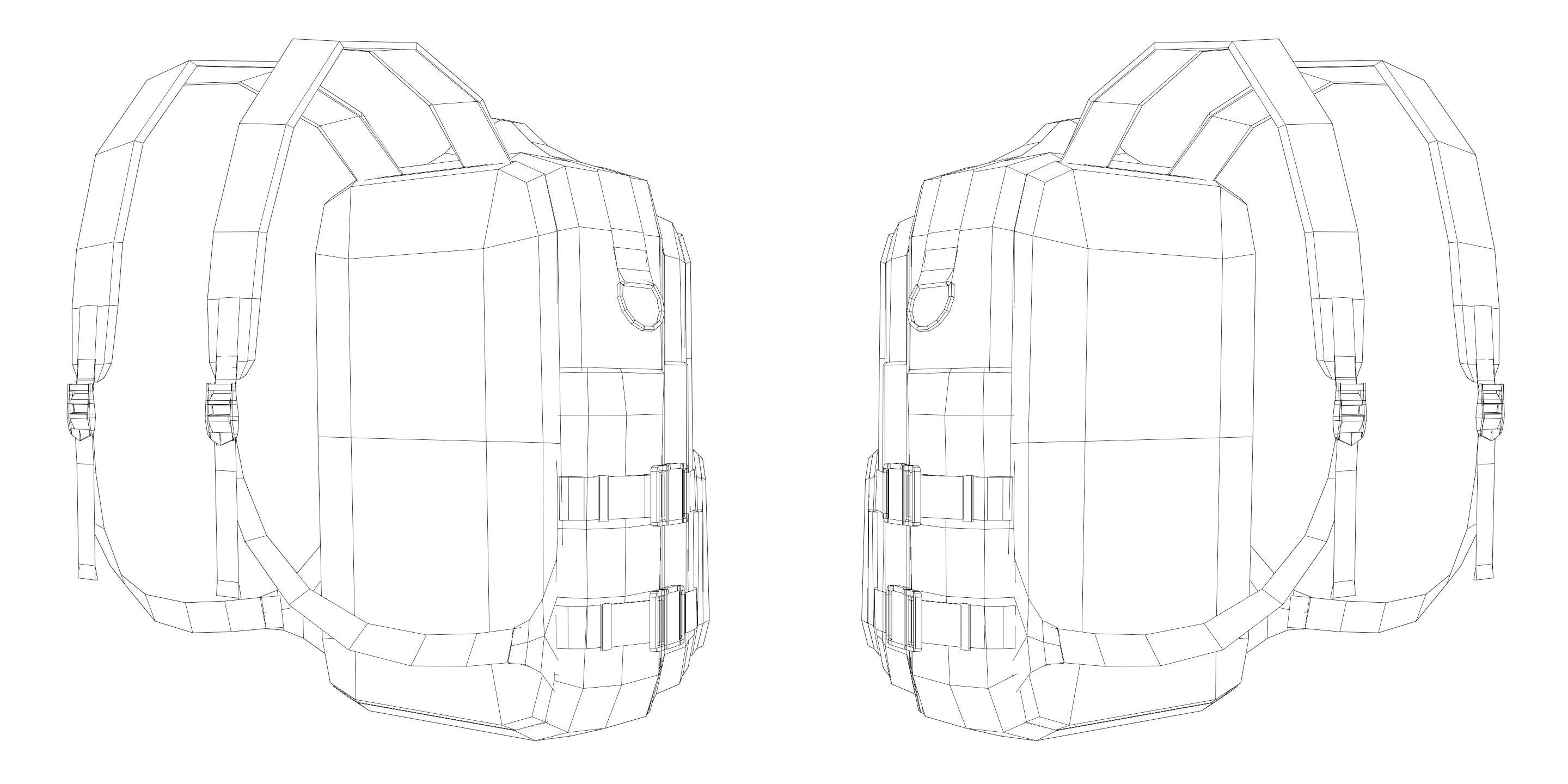 Urban PBR Backpack set Low and Mid poly Low-poly 3D model_20