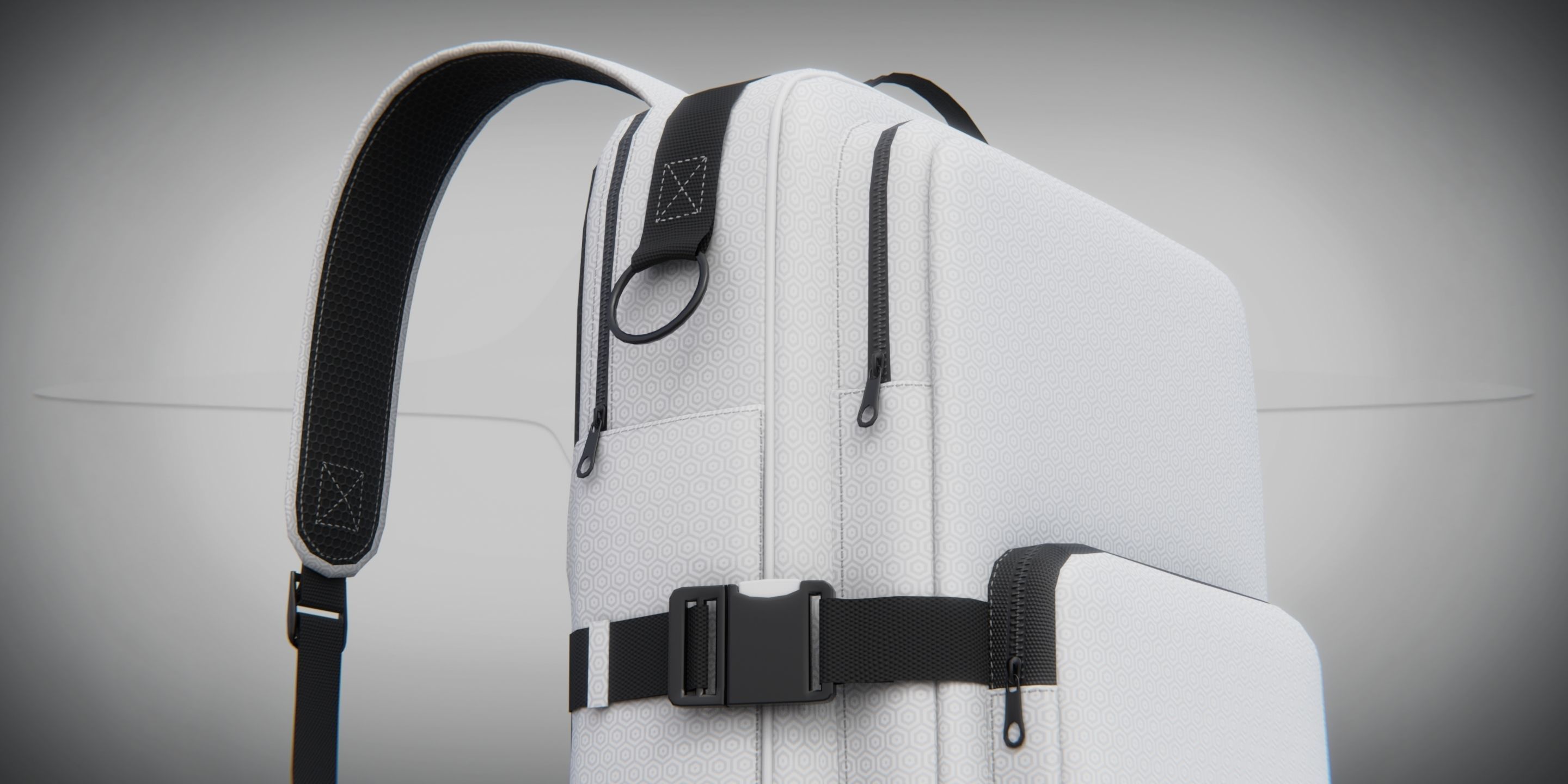 Urban PBR Backpack set Low and Mid poly Low-poly 3D model_5