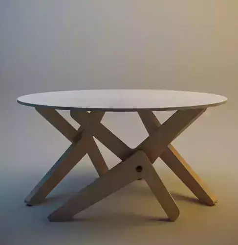 Table circular with wooden legs