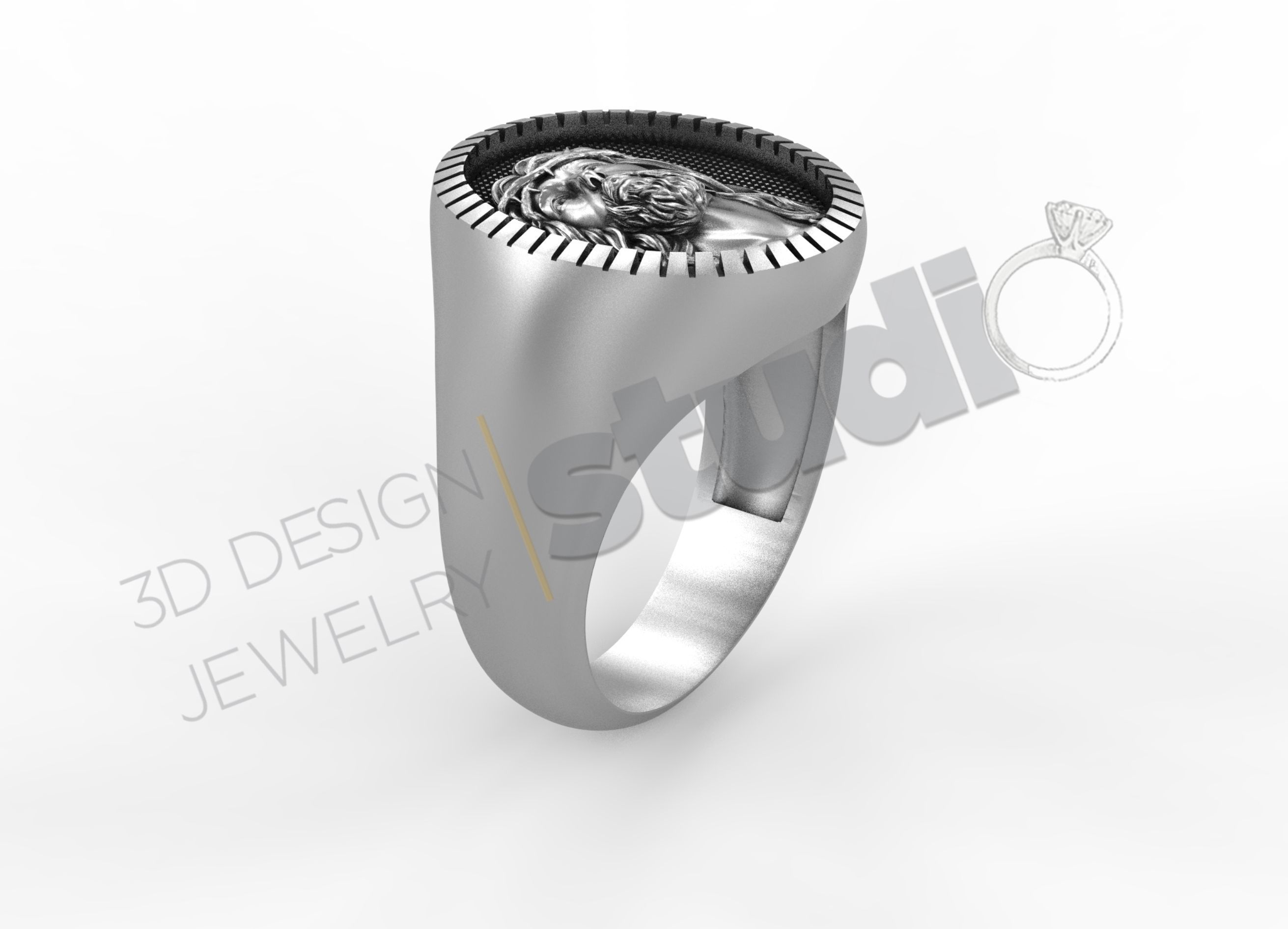 Highly detailed jesus face ring 3d model 3D print model_2