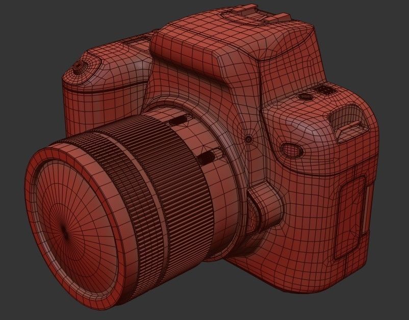 DSLR Camera Low-poly 3D model_11