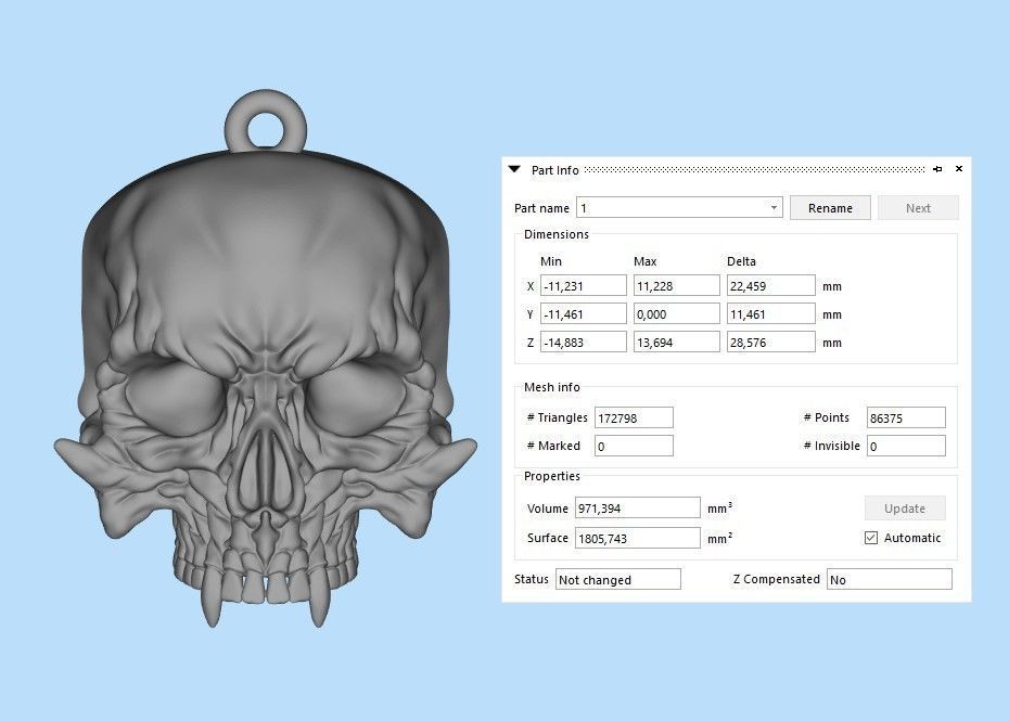 Pendant Skull stl 3D print model_6