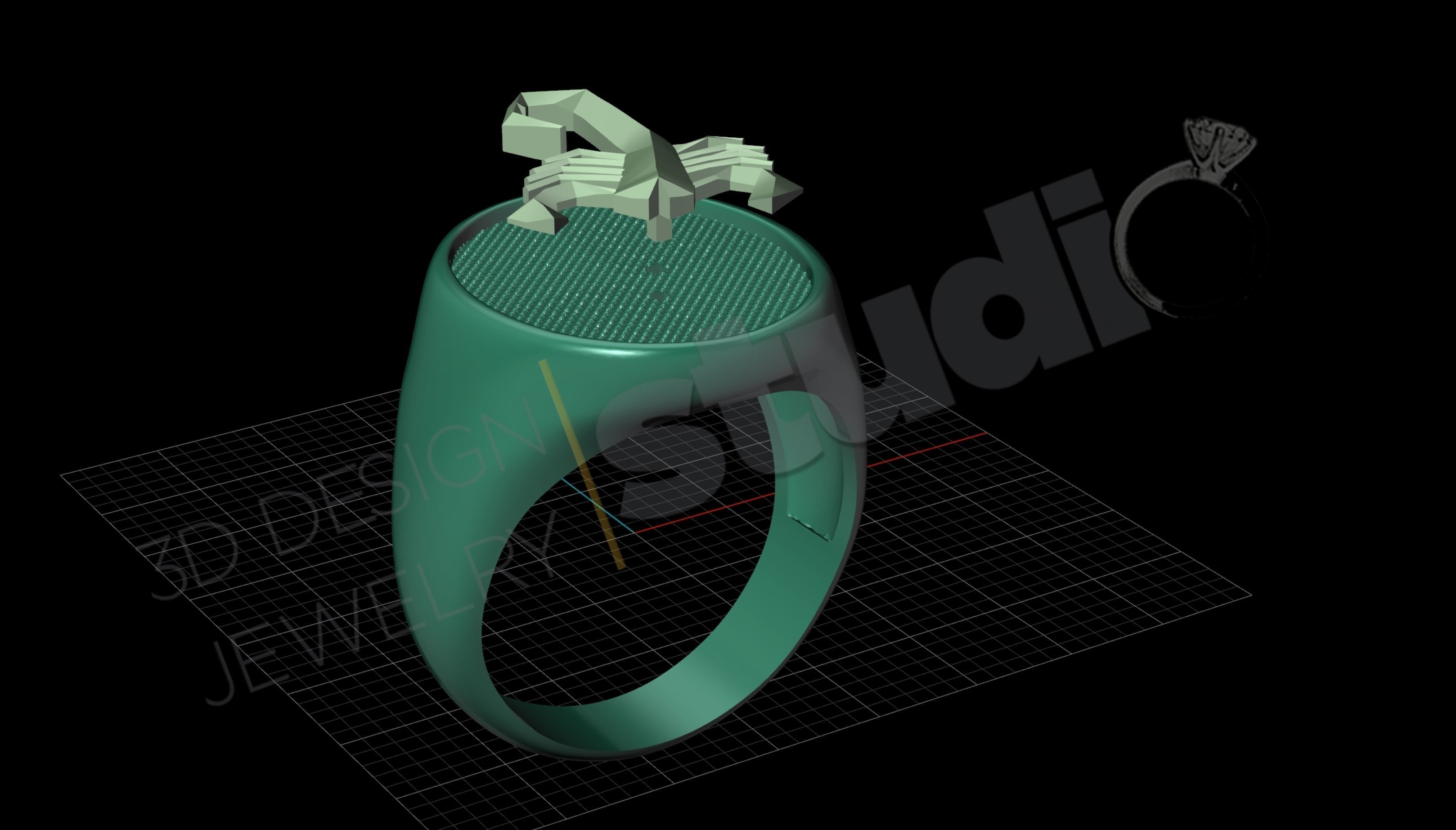 Highly detailed scorpion ring split in two pieces 3d model 3D print model_9