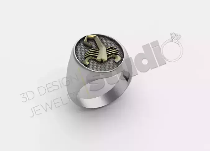 Highly detailed scorpion ring split in two pieces 3d model