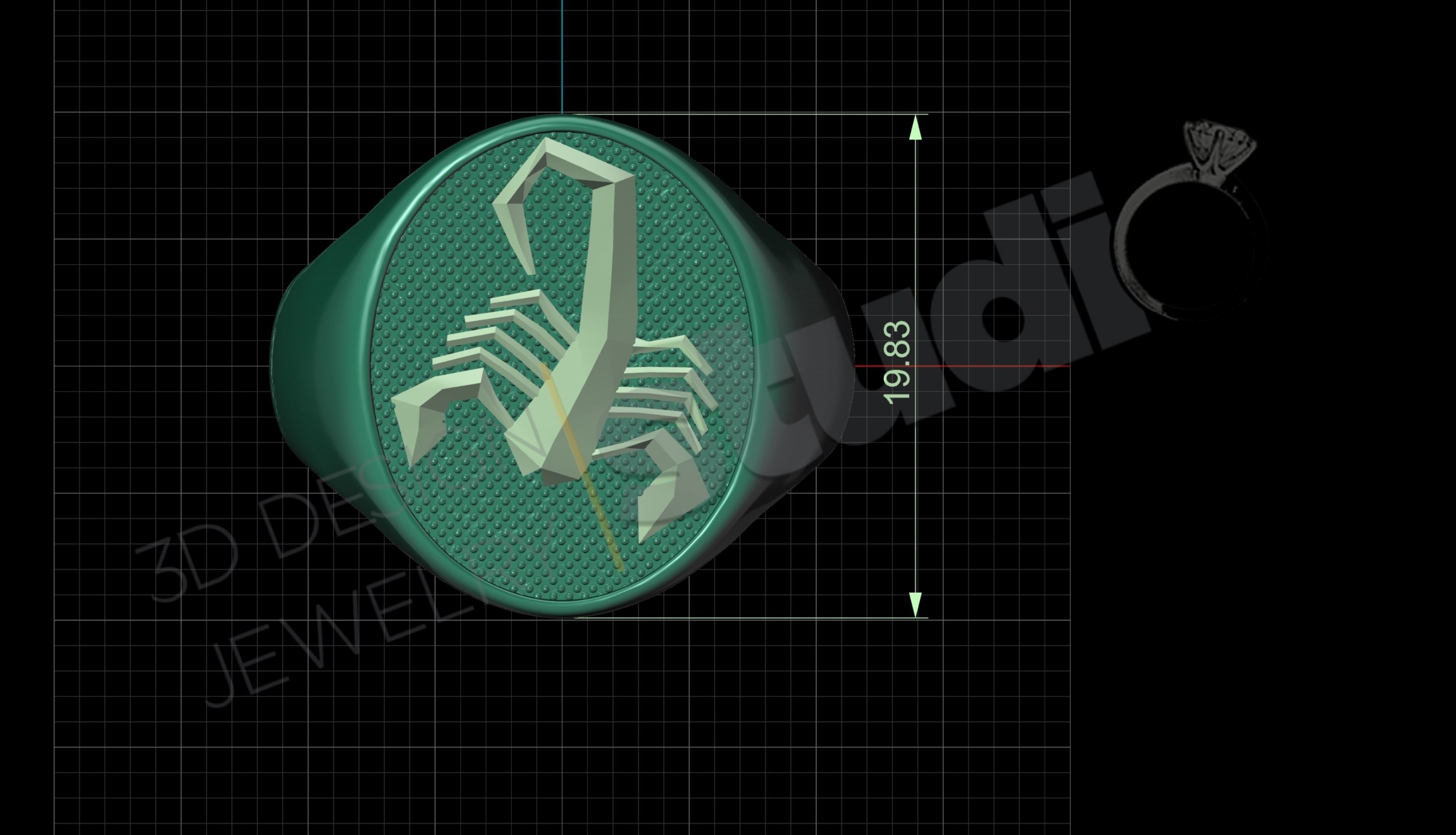 Highly detailed scorpion ring split in two pieces 3d model 3D print model_6