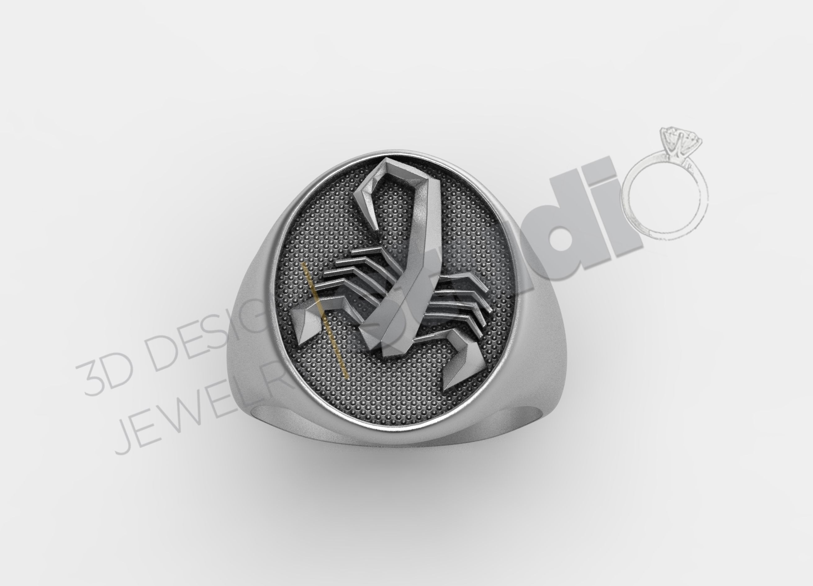 Highly detailed scorpion ring split in two pieces 3d model 3D print model_3