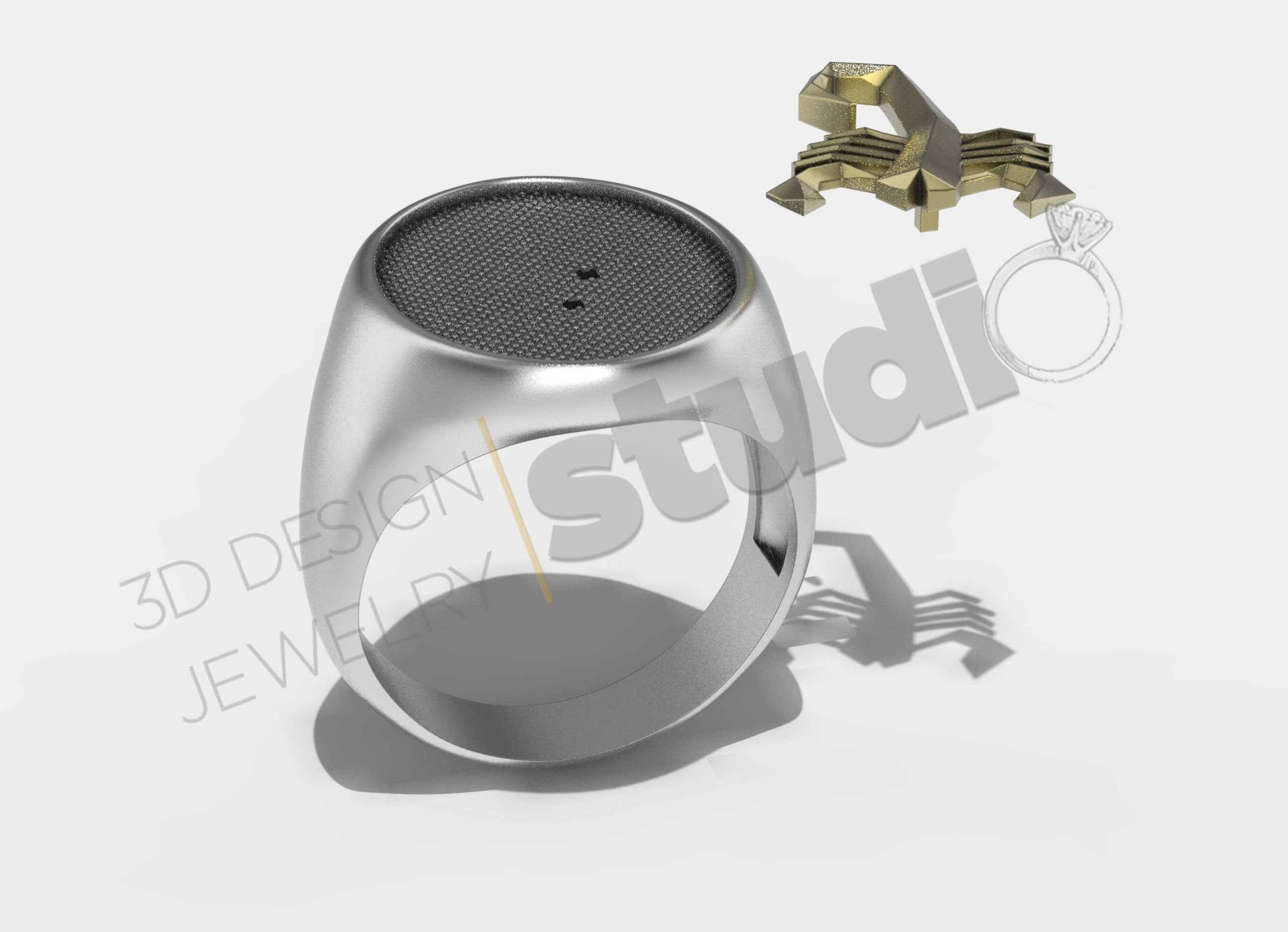 Highly detailed scorpion ring split in two pieces 3d model 3D print model_1